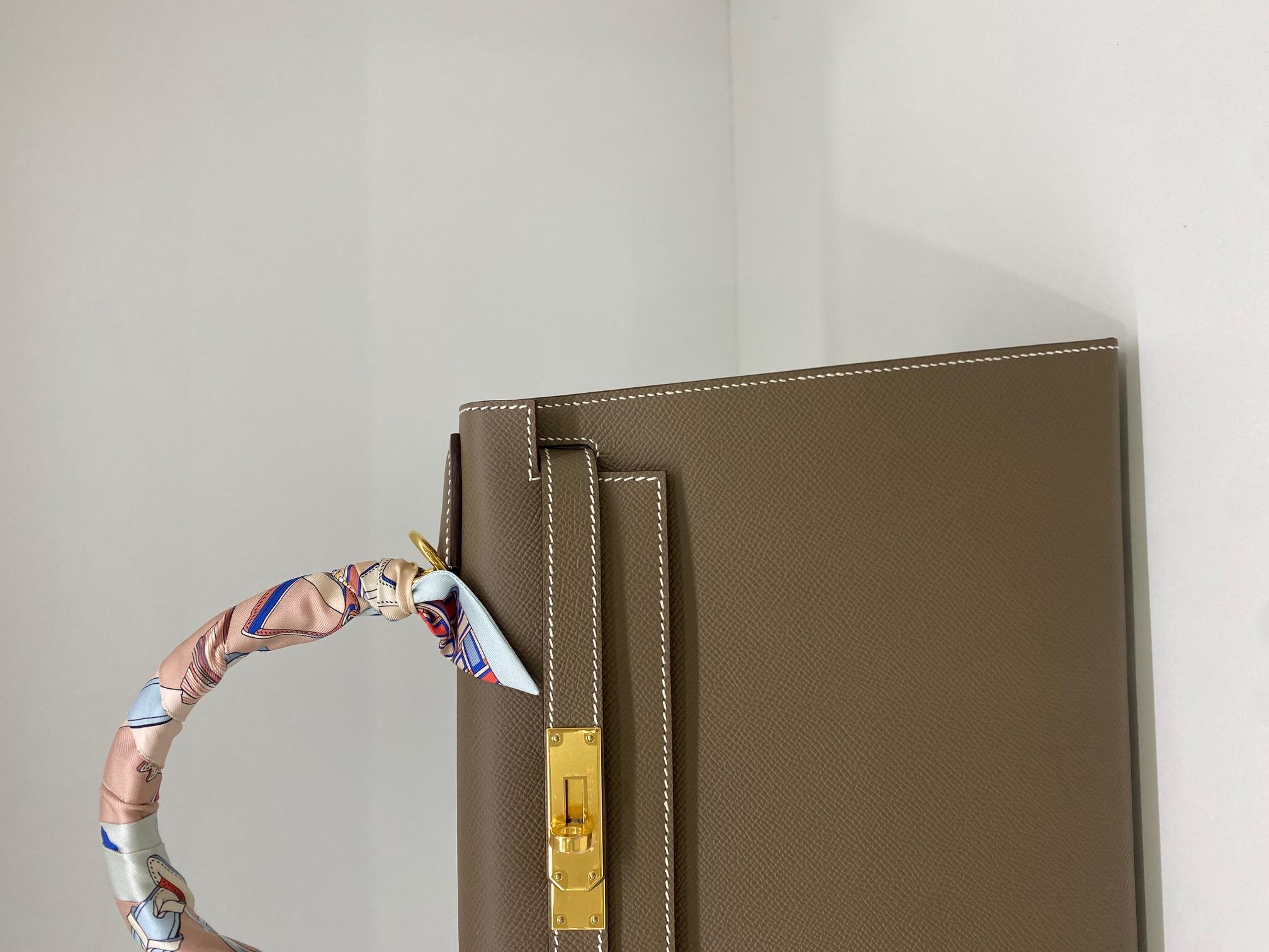 Hermes Kelly 28 Sellier Epsom Veau Etoupe GHW 4