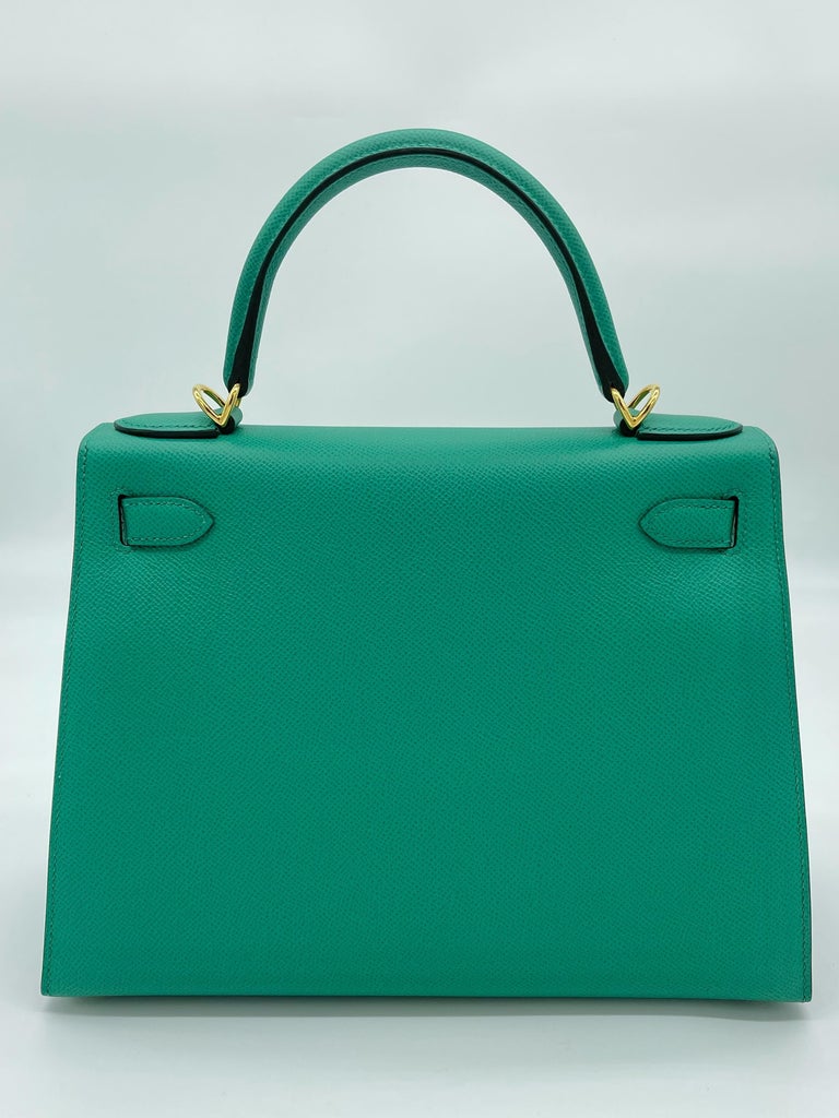 Rare* Hermes Kelly 28 Sellier Handbag Celeste Epsom Leather With