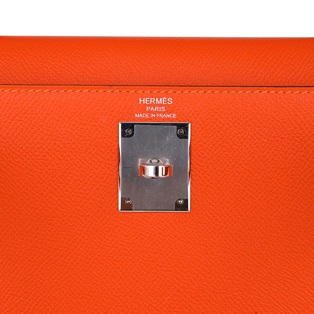 Hermes Kelly 28 Sellier Bag Feu Palladium Hardware Epsom Leather  4