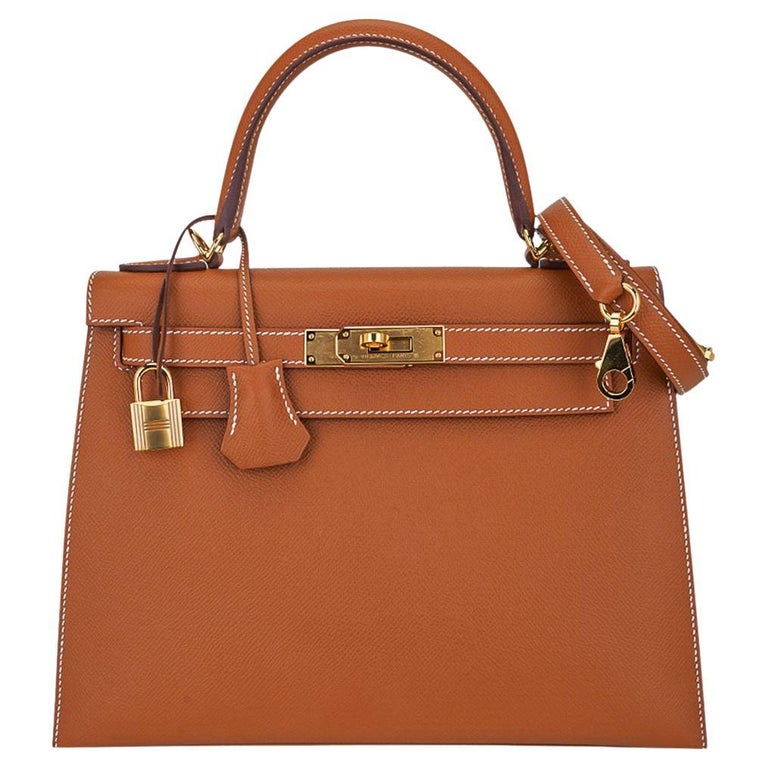 Hermès Kelly 28 In Rouge Sellier Togo With Gold Hardware in Brown