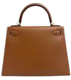 Hermes Kelly 28 Sellier Gold Tan Epsom Leather Gold Hardware Rare Shoulder Bag