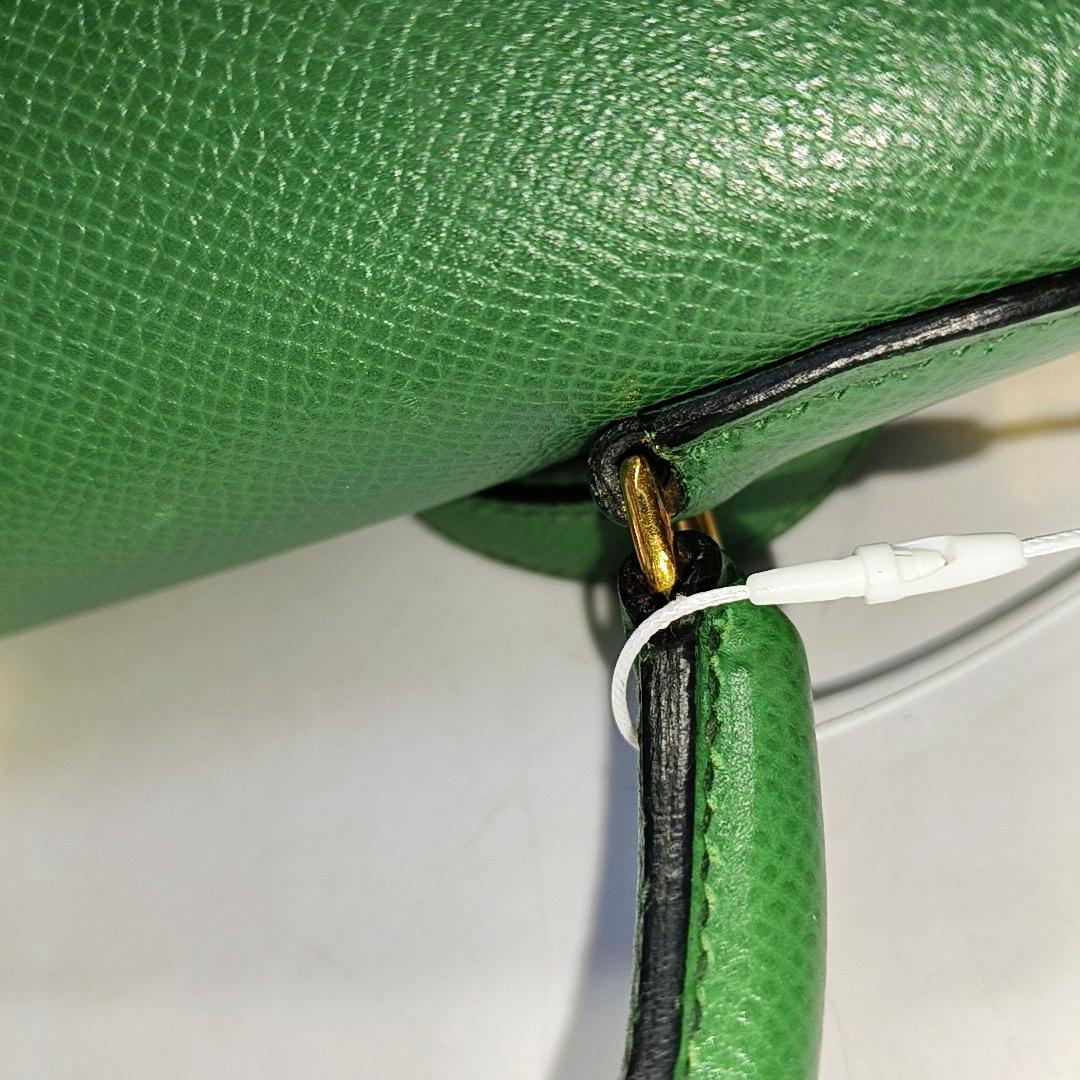 Hermes Kelly 28 Sellier Green Vert Comics Epsom Leather Gold Hardware 1991 7