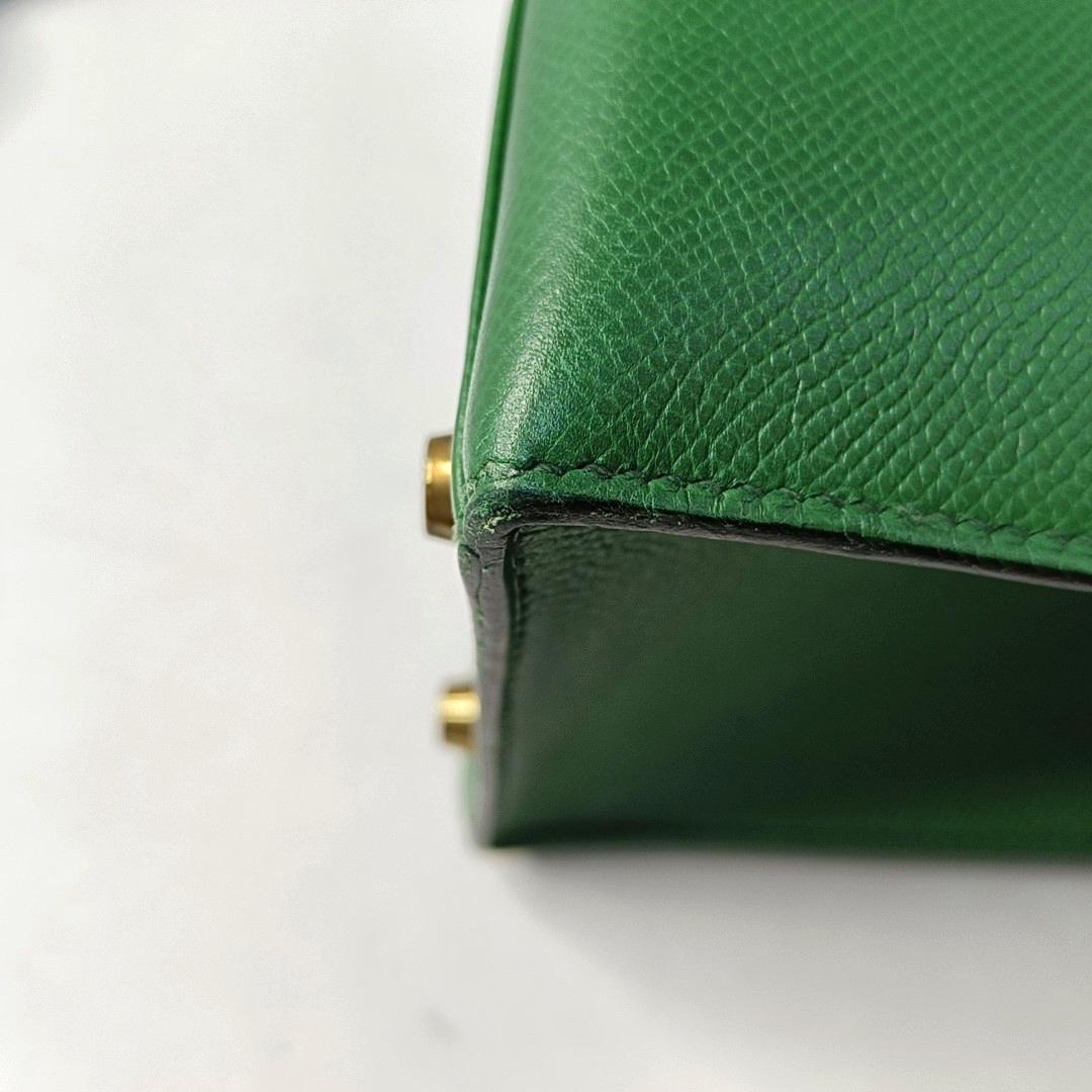 Hermes Kelly 28 Sellier Green Vert Comics Epsom Leather Gold Hardware 1991 9