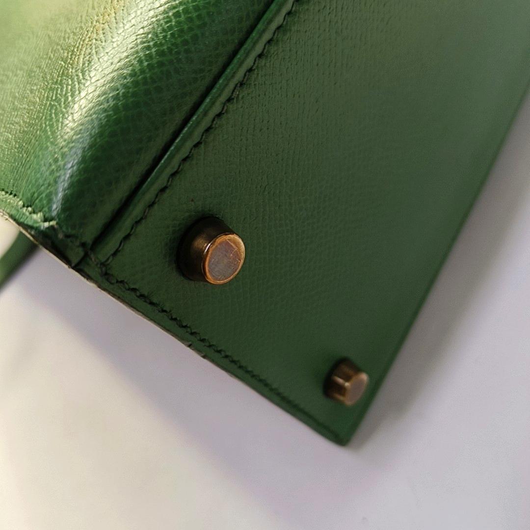Hermes Kelly 28 Sellier Green Vert Comics Epsom Leather Gold Hardware 1991 10