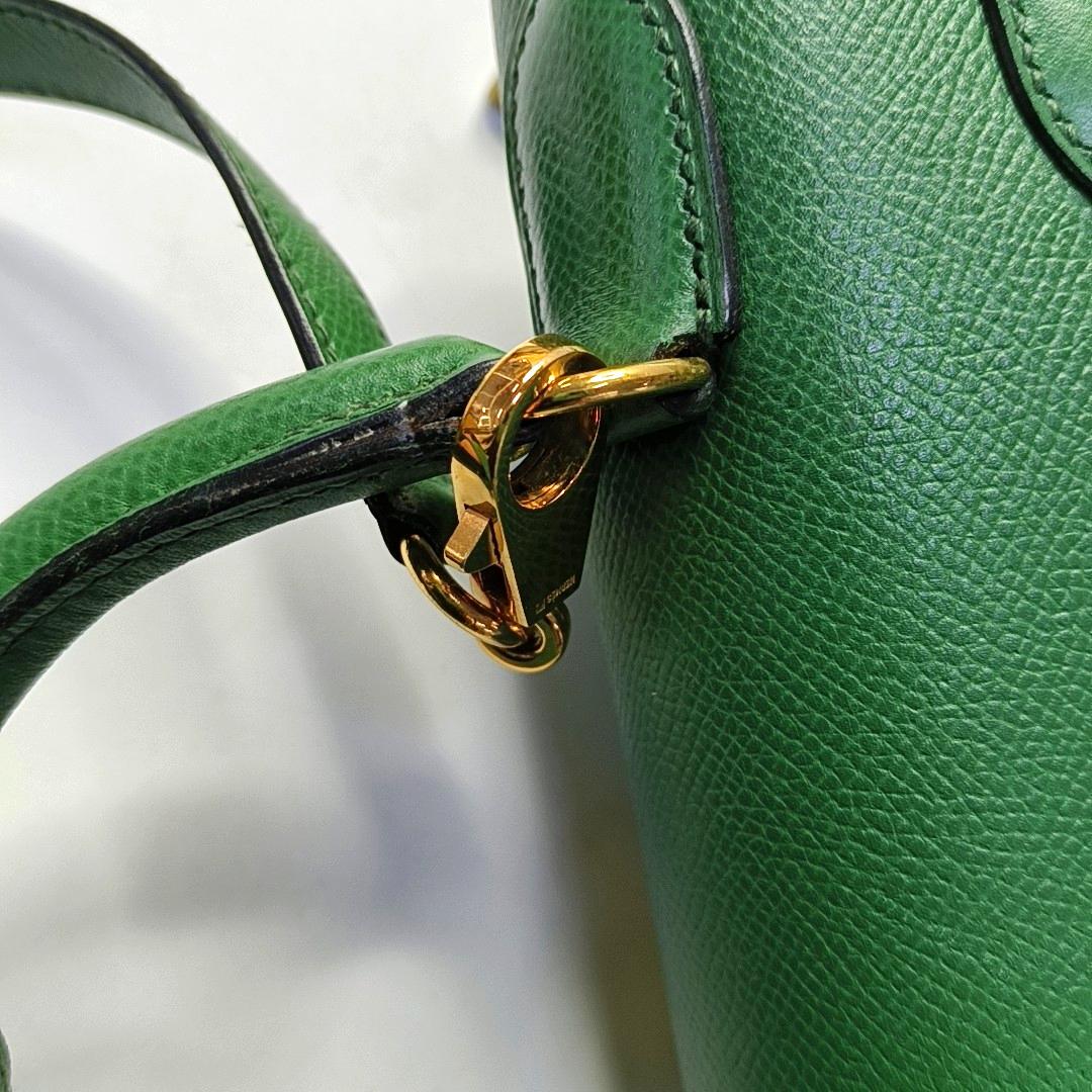 Hermes Kelly 28 Sellier Green Vert Comics Epsom Leather Gold Hardware 1991 13