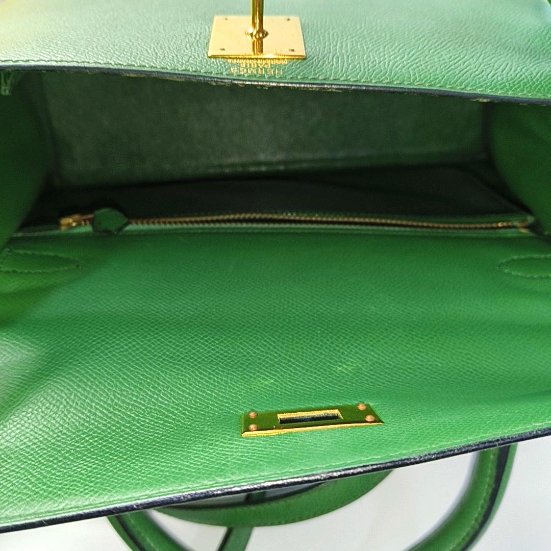Hermes Kelly 28 Sellier Green Vert Comics Epsom Leather Gold Hardware 1991 1
