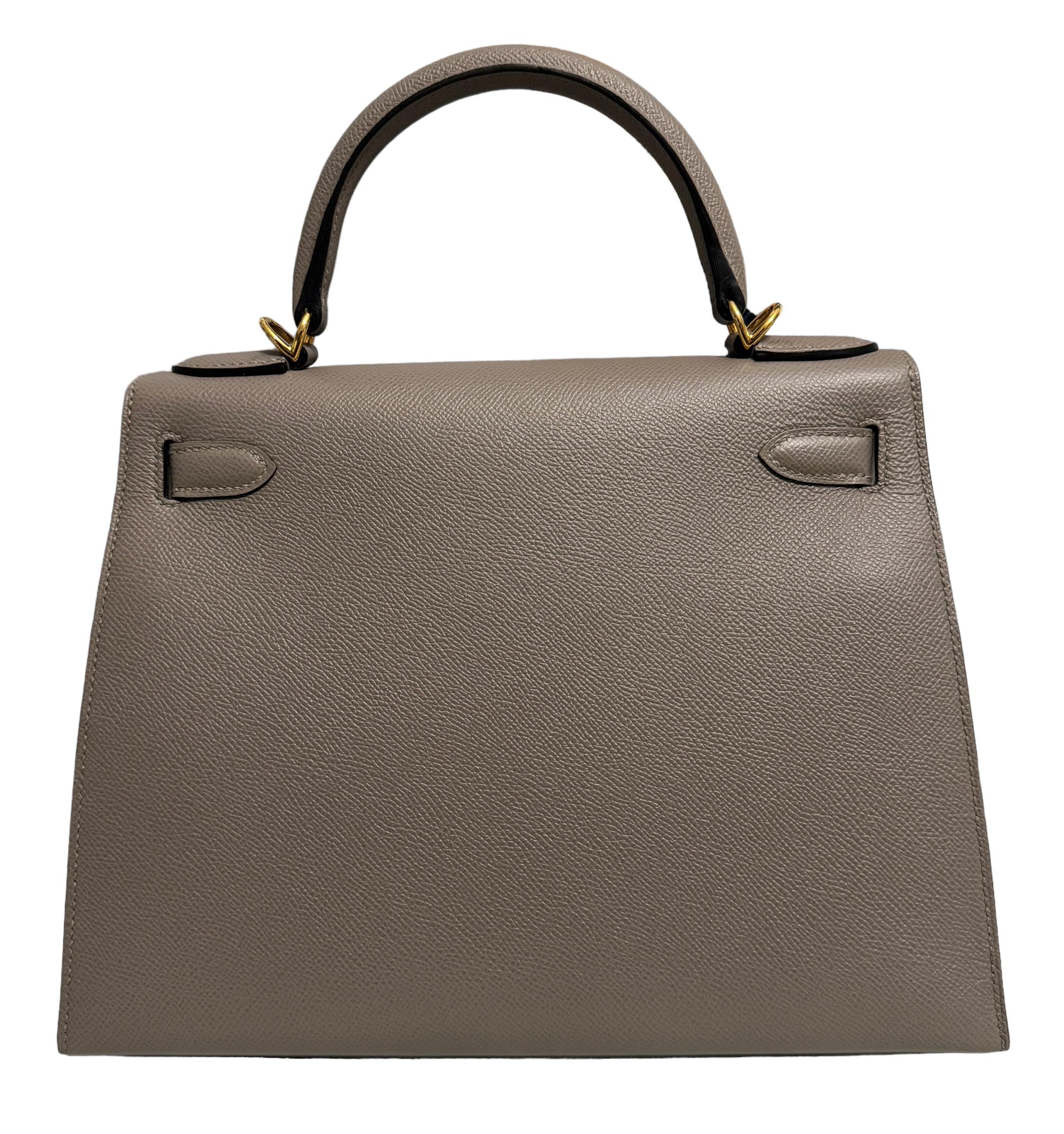 Hermes Kelly 28 Sellier Gris Asphalt Gray Grey Epsom Leather Gold Hardware In New Condition In Miami, FL
