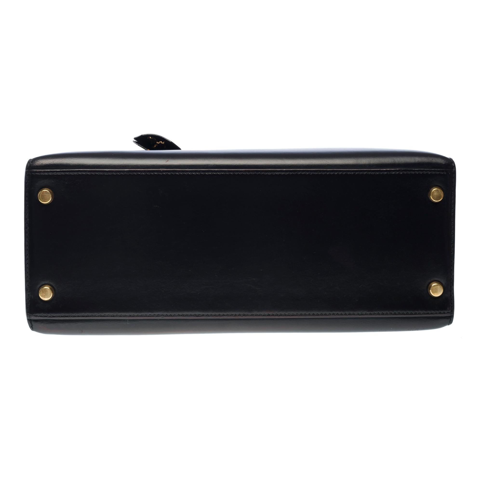 Bolso Hermes Kelly 28 sellier en piel de becerro caja negra, GHW en venta 5