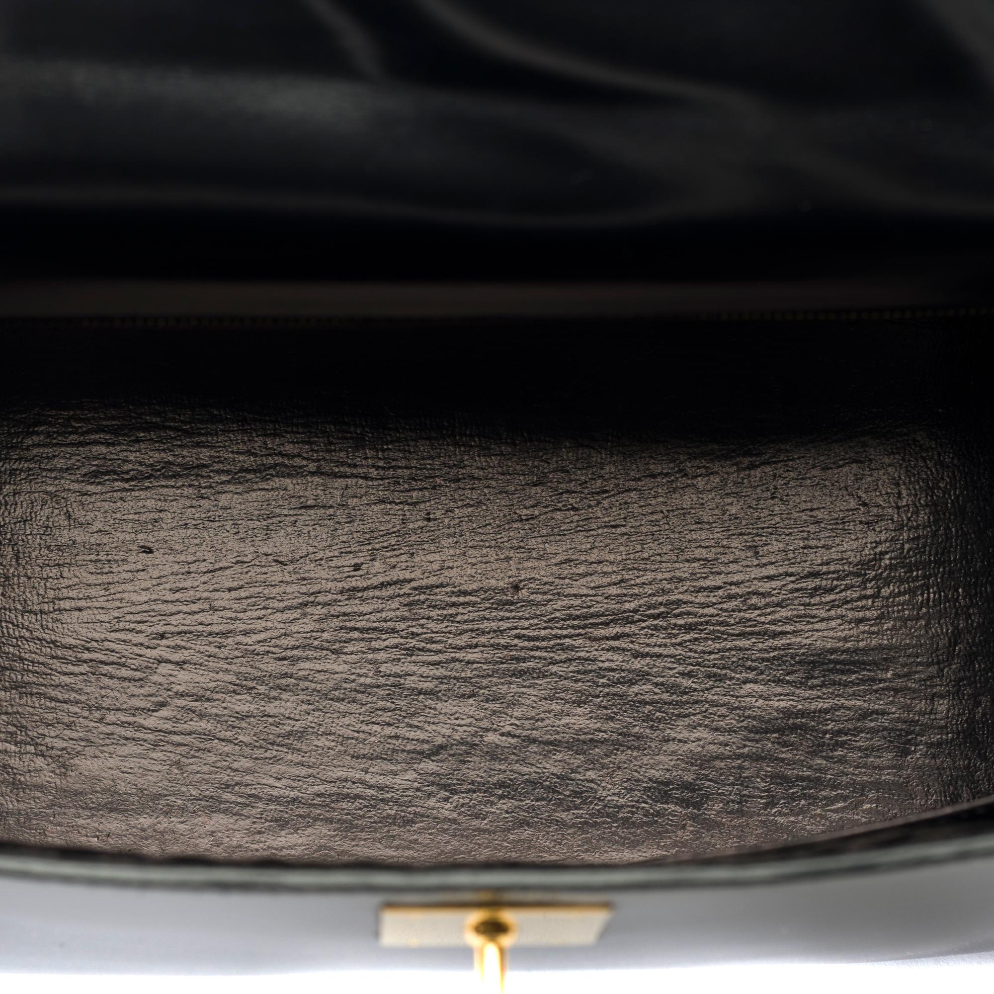 Hermes Kelly 28 sellier handbag in Black box calfskin leather, GHW For Sale 4