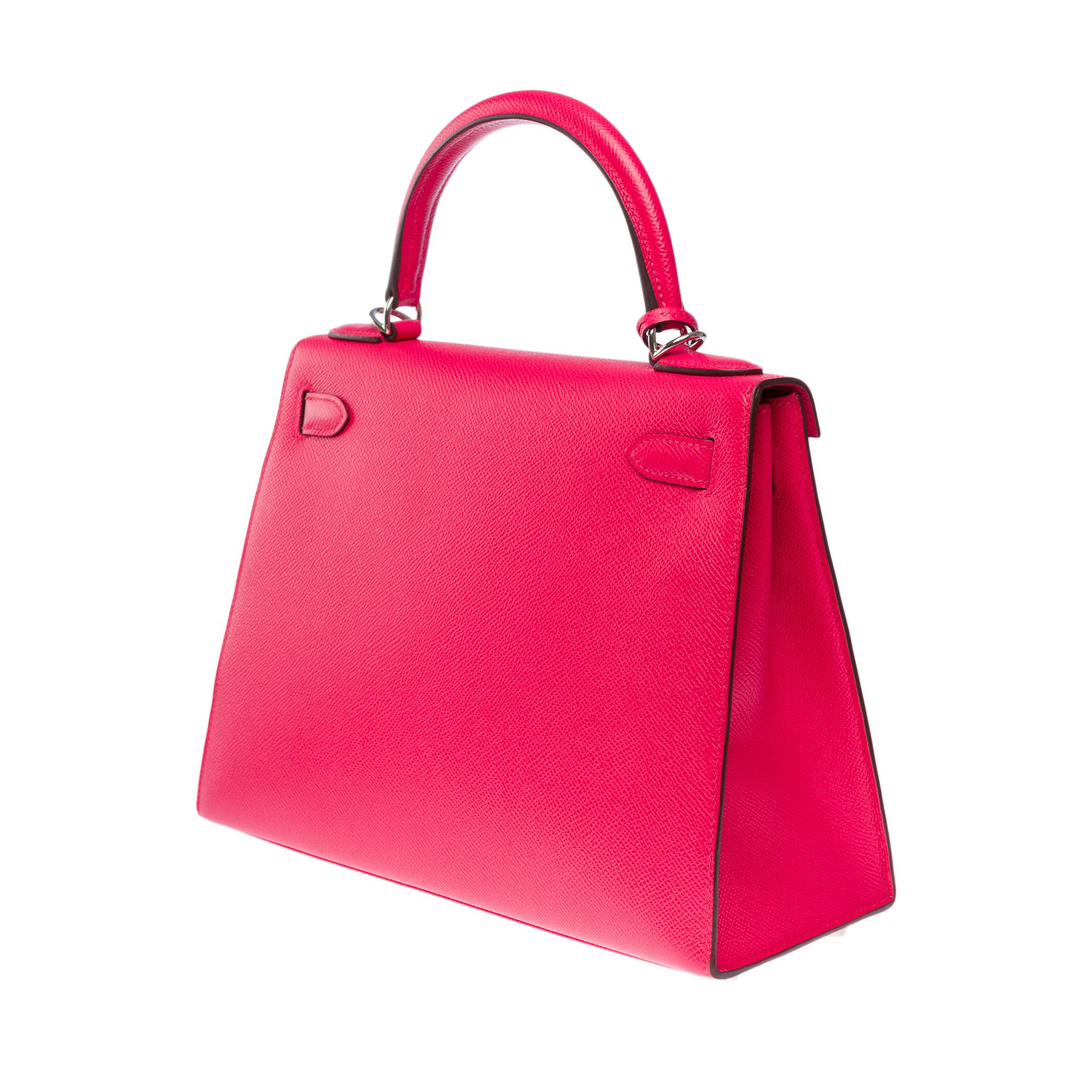 Women's Hermès Kelly 28 sellier handbag strap in Rose Extreme Epsom leather, SHW