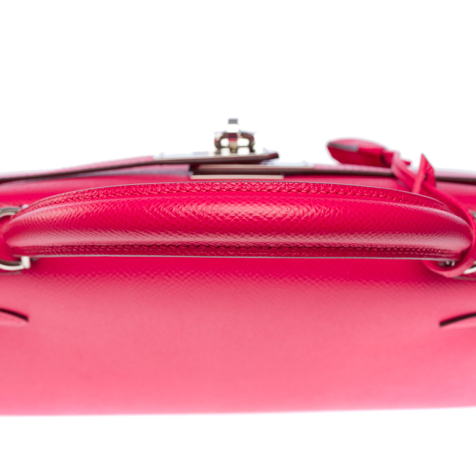 Hermès Kelly 28 sellier handbag strap in Rose Extreme Epsom leather, SHW 1