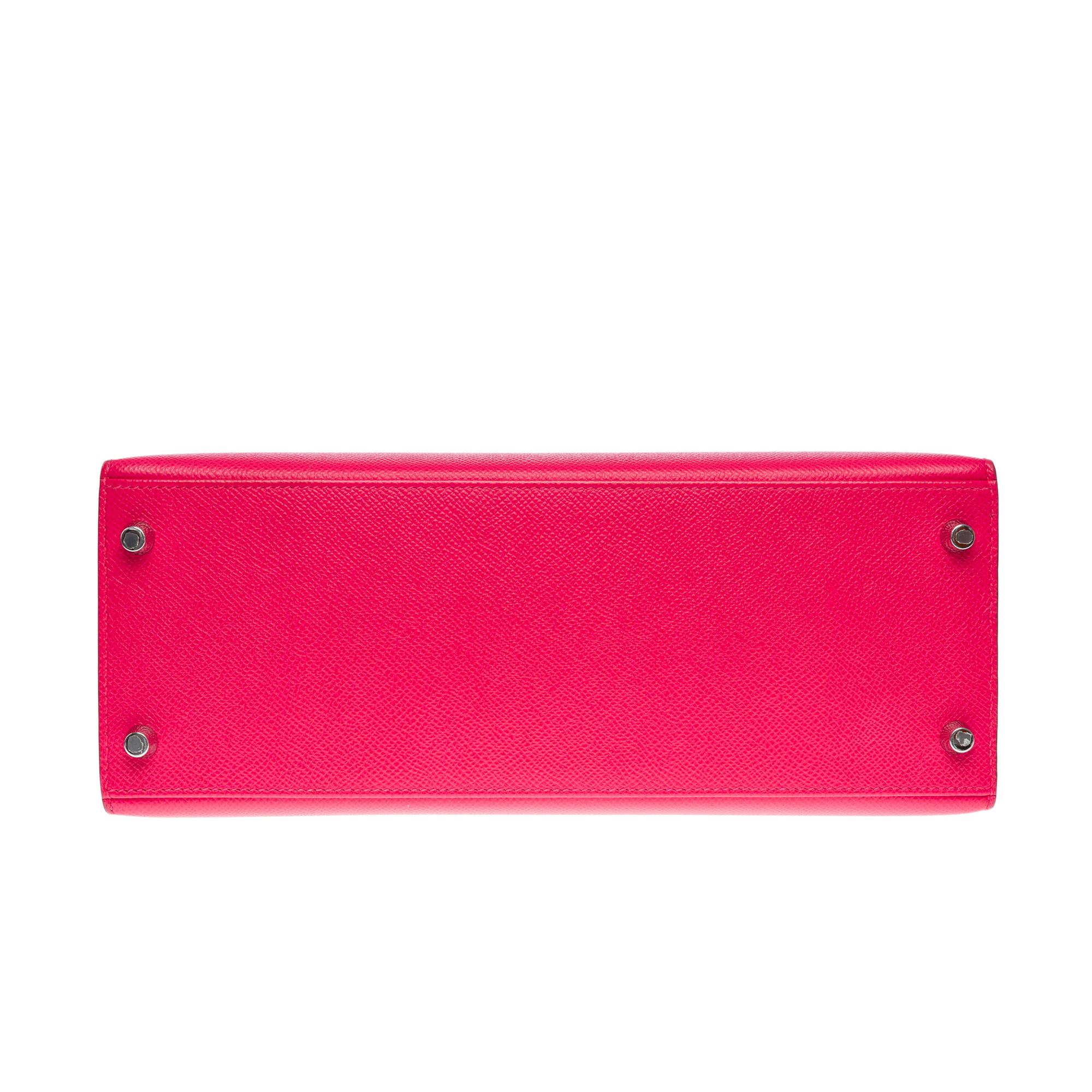 Hermès Kelly 28 sellier handbag strap in Rose Extreme Epsom leather, SHW 2
