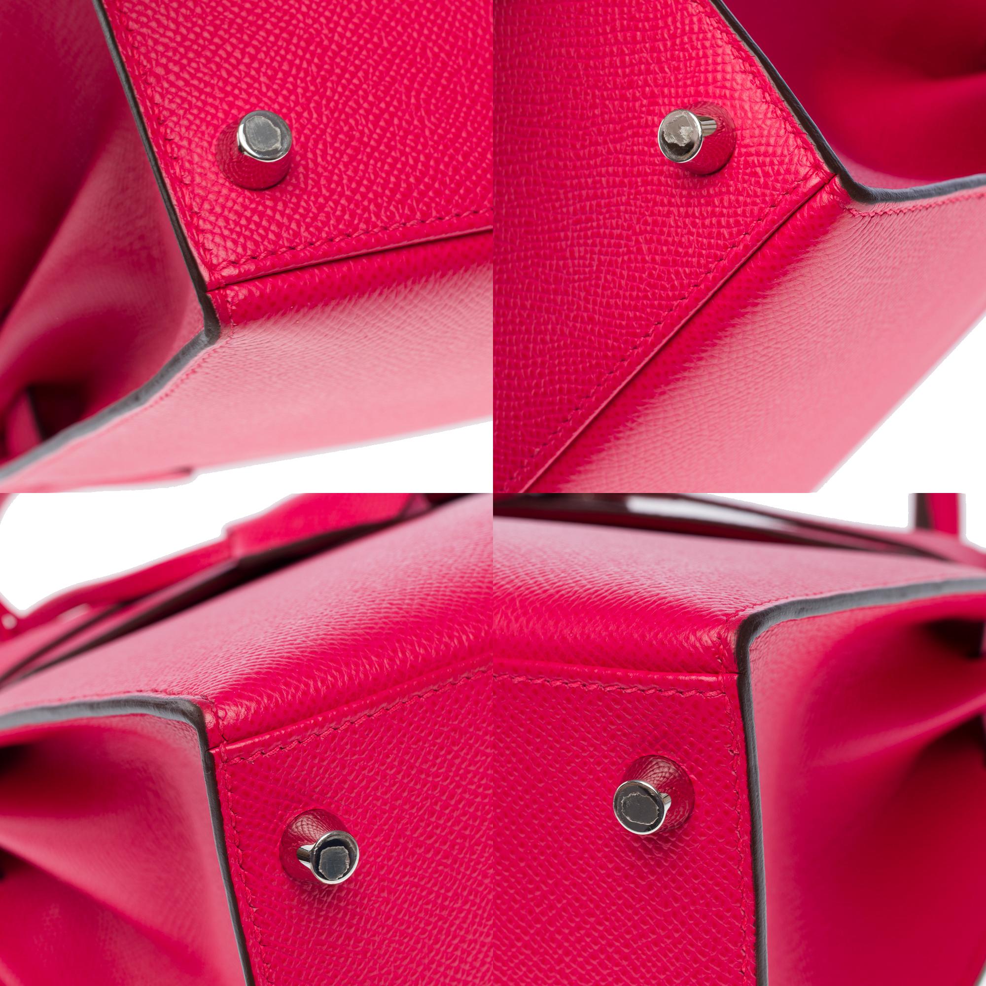 Hermès Kelly 28 sellier handbag strap in Rose Extreme Epsom leather, SHW 3