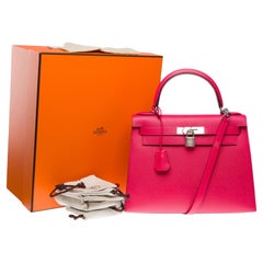 Hermès Kelly 28 sellier handbag strap in Rose Extreme Epsom leather, SHW