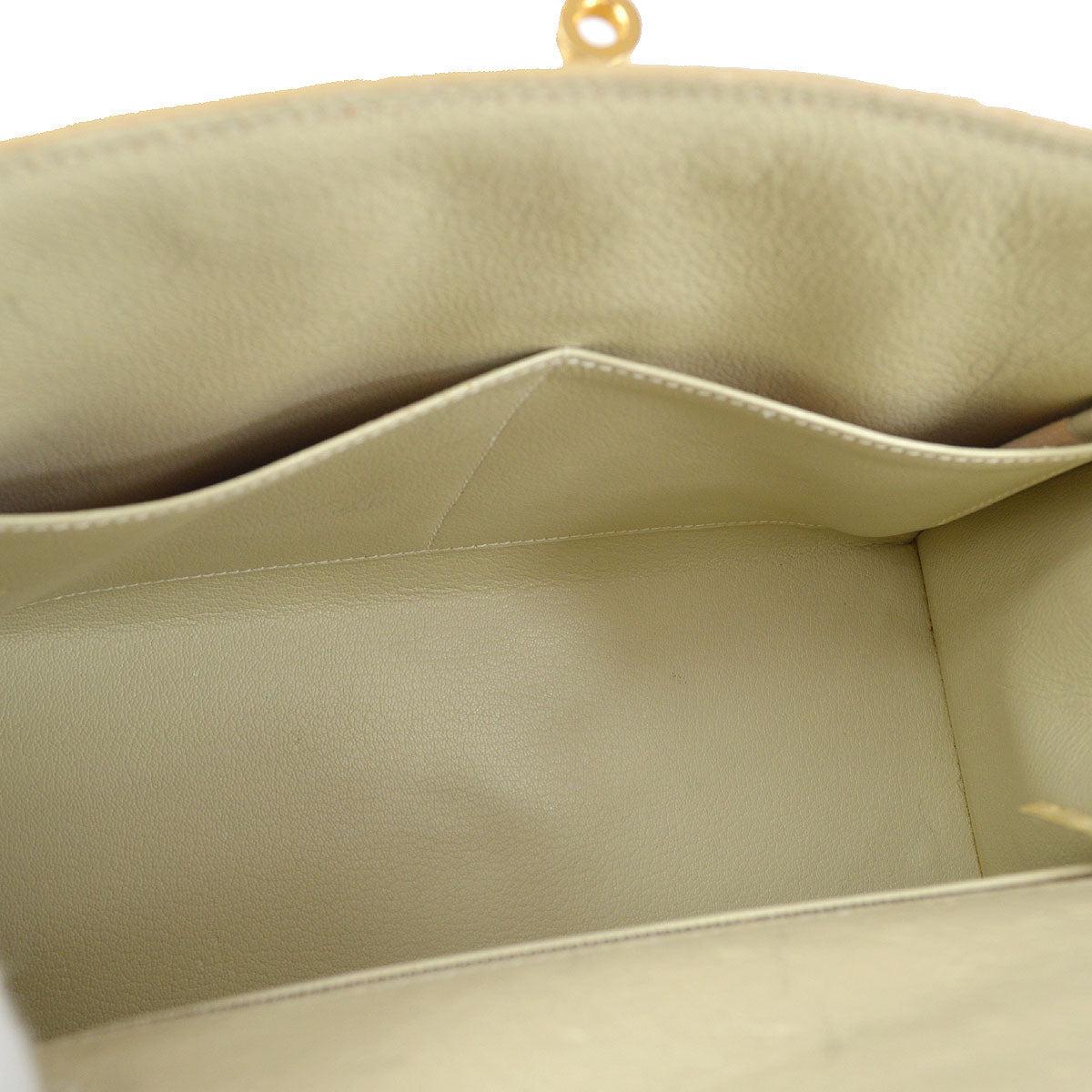 HERMES Kelly 28 Sellier Ivory Cream Ostrich Exotic Gold Top Handle Shoulder Bag In Good Condition In Chicago, IL