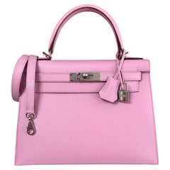 Hermes Kelly 28 Sellier Mauve Sylvester Rosa Epsom Palladium Hardware 2022