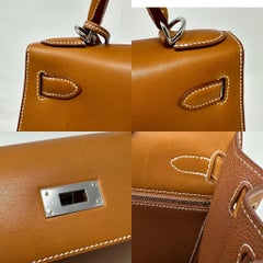 Hermes Kelly 28 Sellier Natural Brown Barenia Leder Palladium Hardware