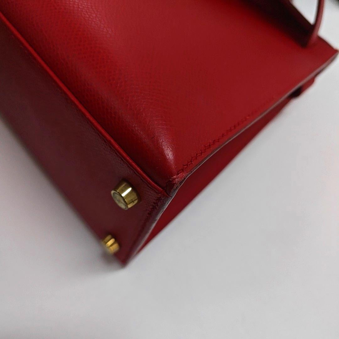Hermes Kelly 28 Sellier Red Rouge Epsom Leather Gold Hardware 1996 11