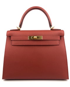 Hermes Kelly 28 Sellier Rouge Venetien Red Epsom Leather Gold Hardware 2023