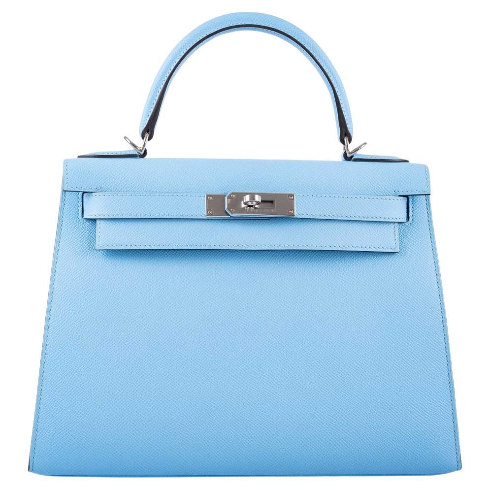 Hermès Kelly 32 Sellier Bleu Electrique Epsom GHW For Sale at 1stDibs