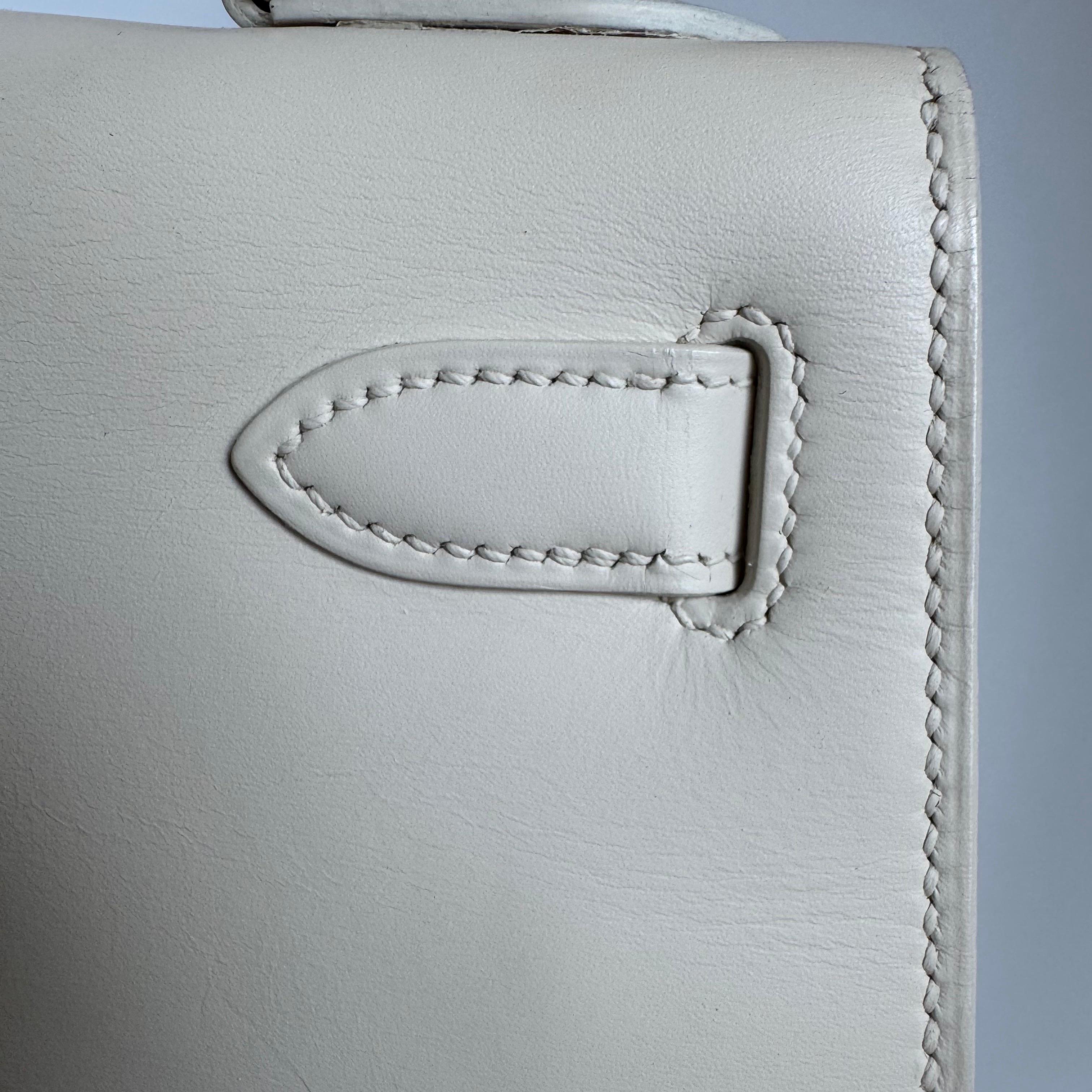 Hermes Kelly 28 Sellier Vintage Weiß Box Leder Gold Hardware 1996 im Angebot 6