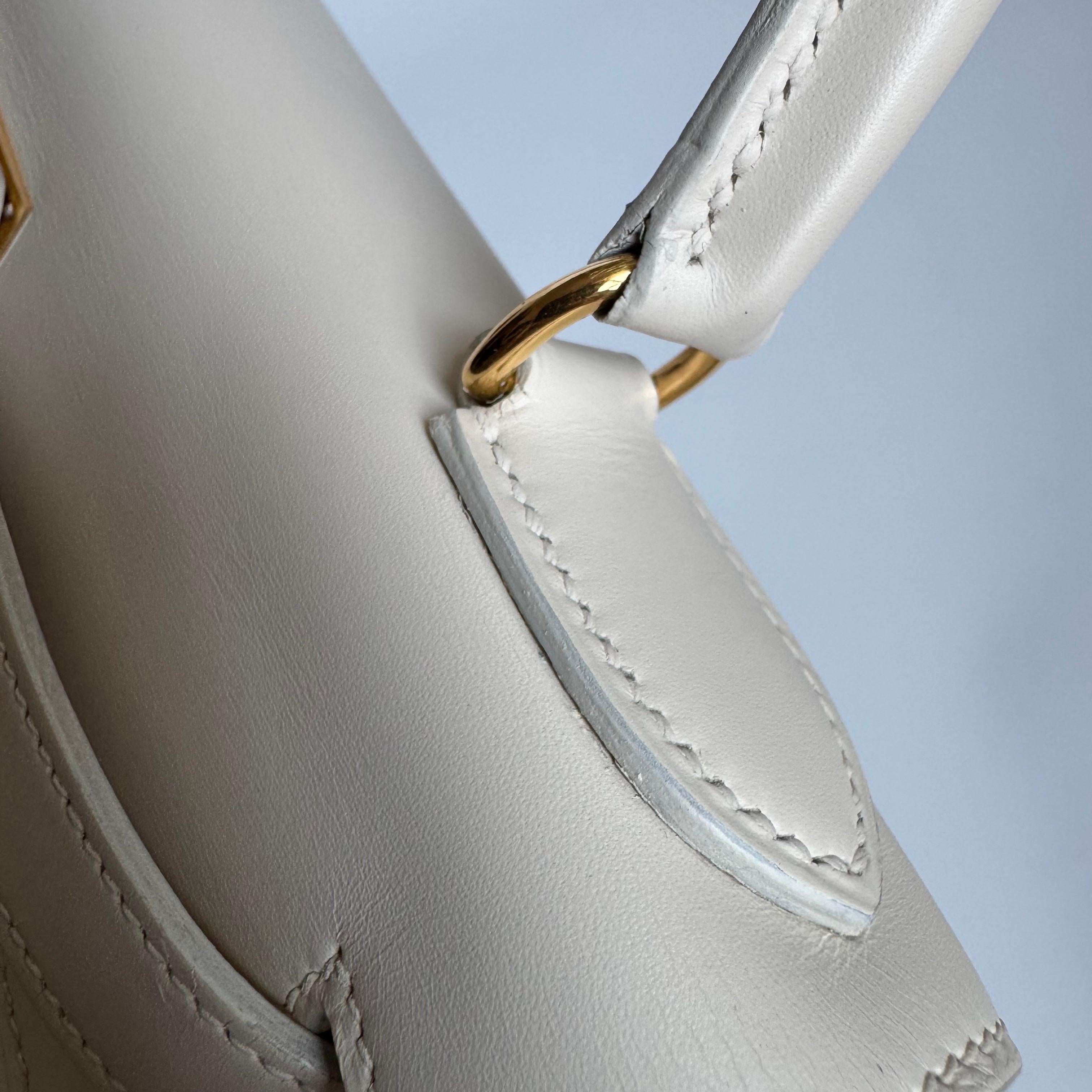 Hermes Kelly 28 Sellier Vintage Weiß Box Leder Gold Hardware 1996 im Angebot 9