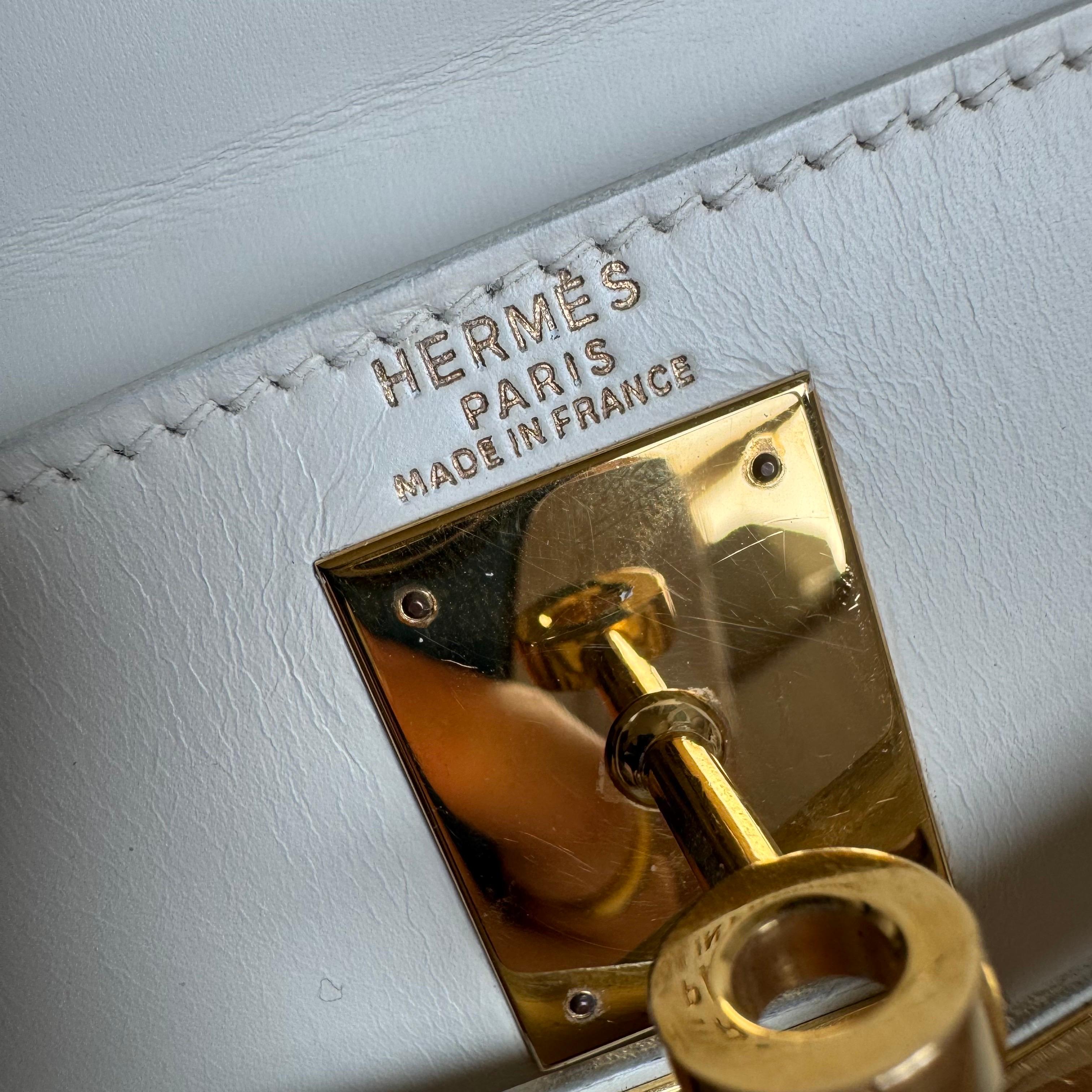 Hermes Kelly 28 Sellier Vintage Weiß Box Leder Gold Hardware 1996 im Angebot 10