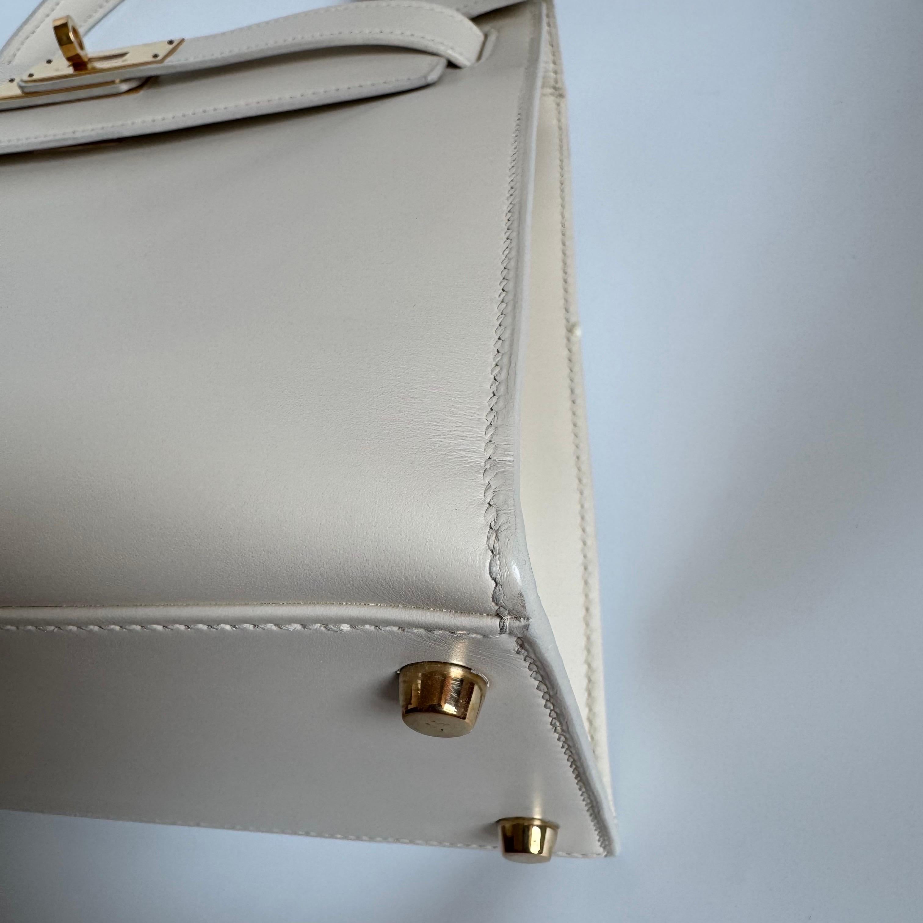 Hermes Kelly 28 Sellier Vintage Weiß Box Leder Gold Hardware 1996 im Angebot 4