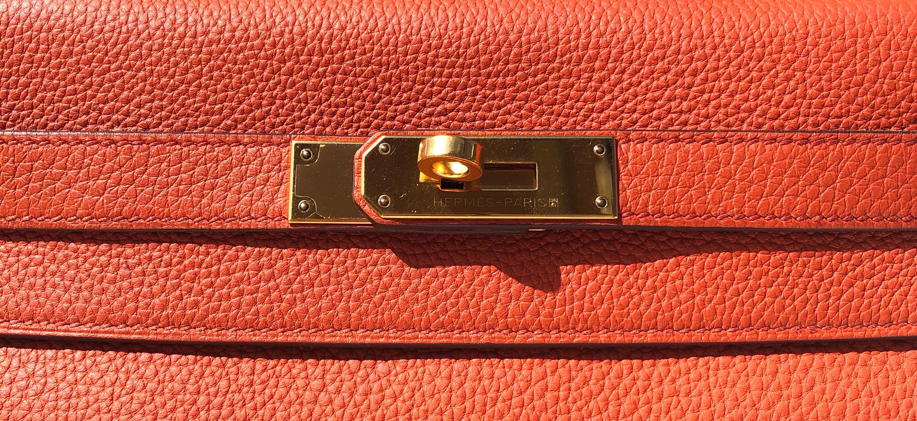 Hermes Kelly 28 Togo Feu Orange Gold Hardware 2016  1