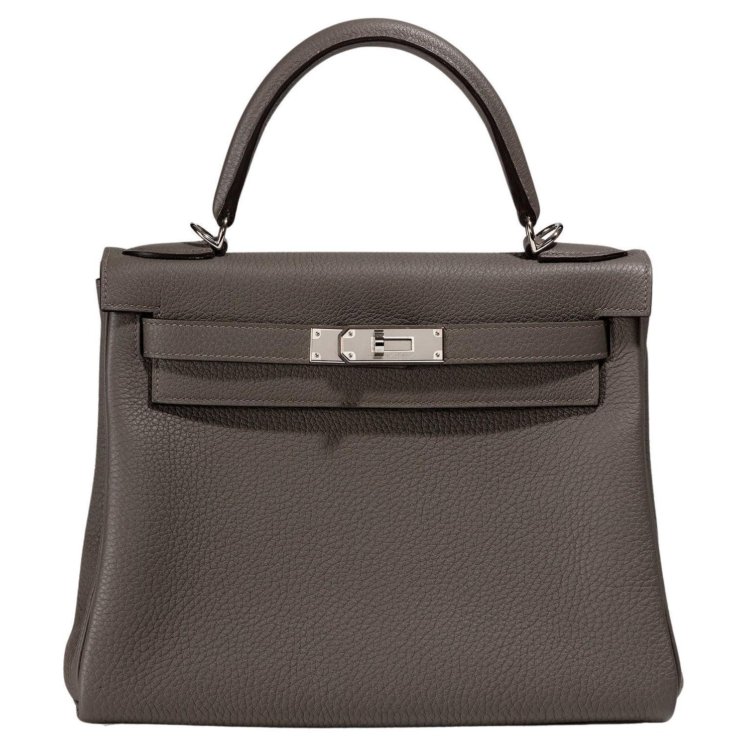 Hermes Kelly Depeches 25 Gris Etain Togo Calfskin Clutch For Sale at 1stDibs