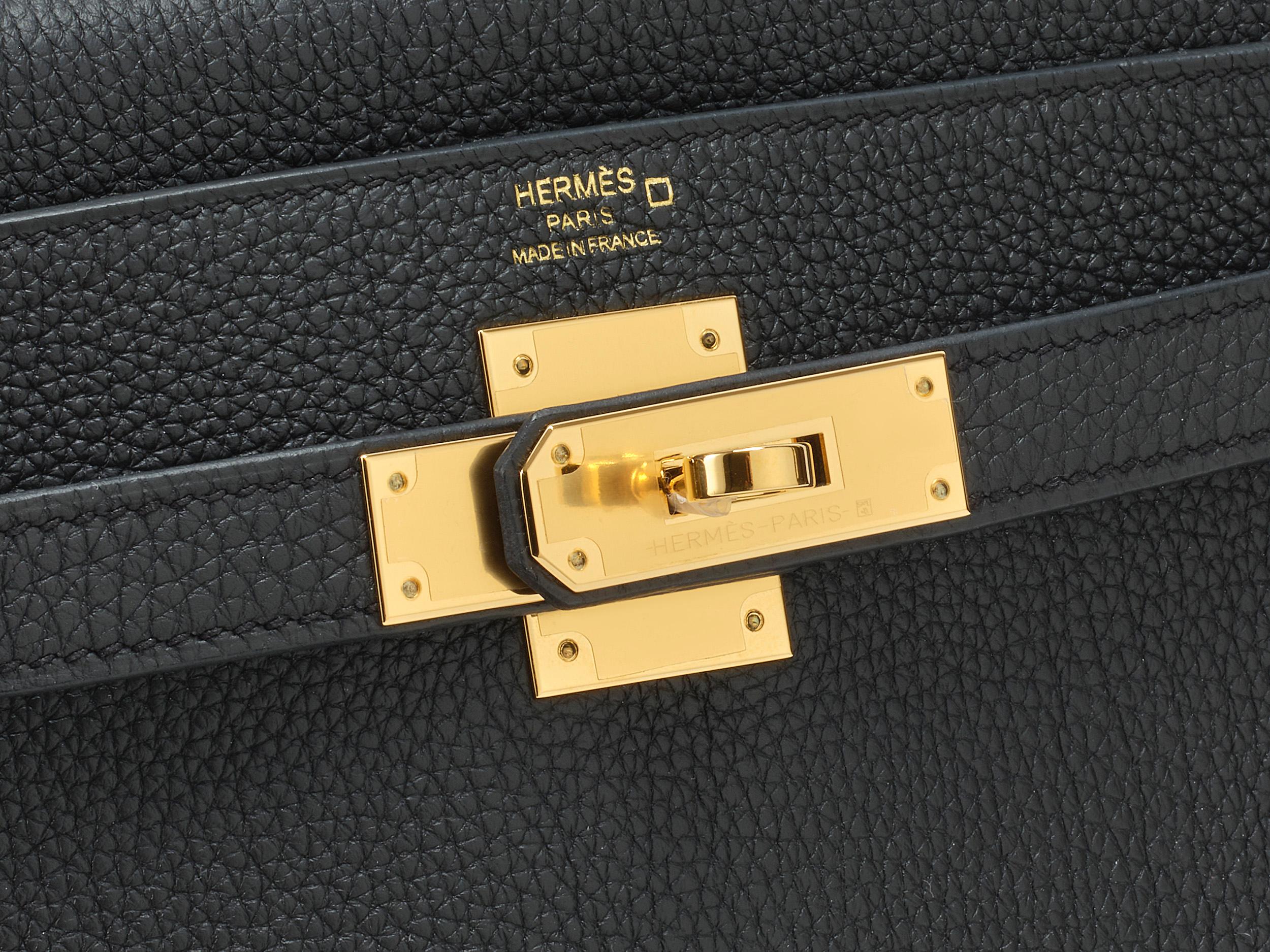Hermès Kelly 28 Touch Noir/Schwarz Alligator Gold Hardware für Damen oder Herren im Angebot