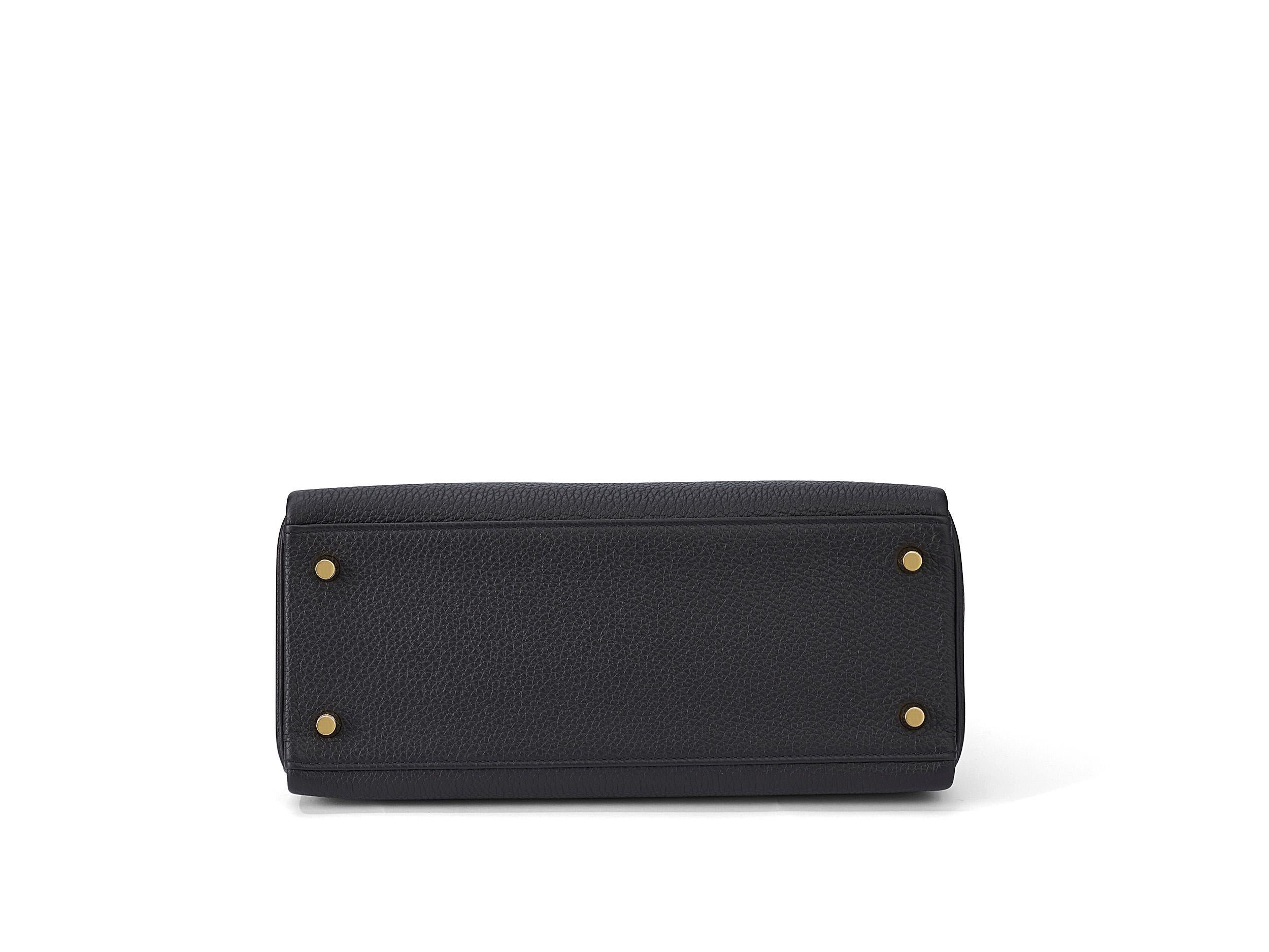 Hermès Kelly 28 Touch Noir/Alligator noir Quincaillerie or en vente 2