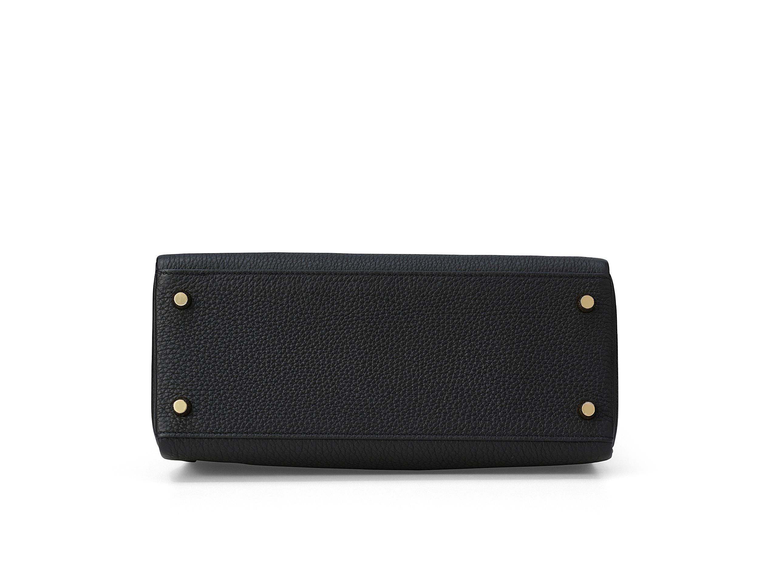 Hermès Kelly 28 Touch Noir/Schwarz Alligator Gold Hardware im Angebot 2