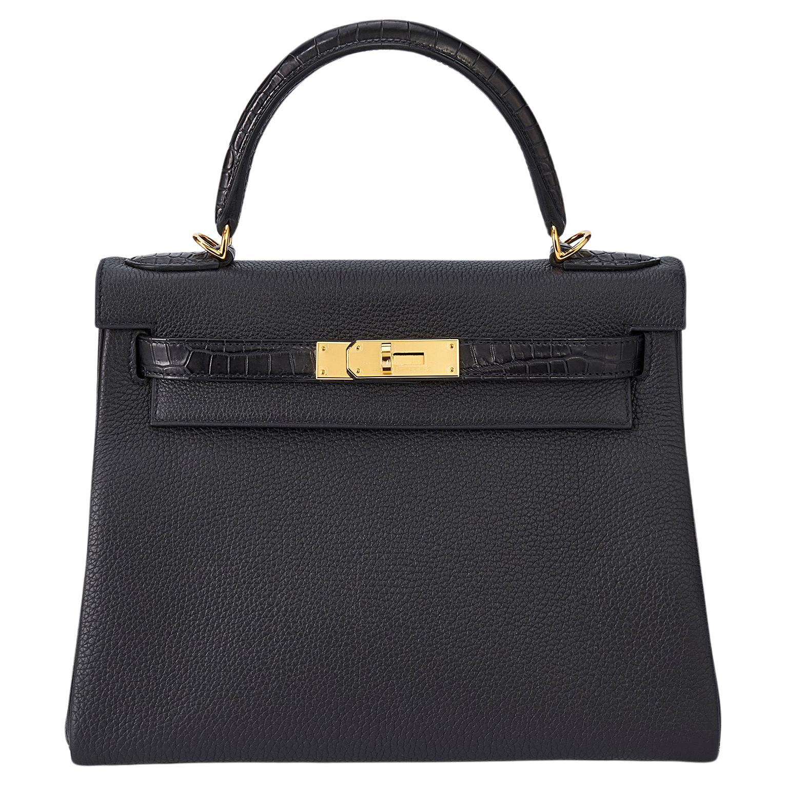 Hermès Kelly 28 Touch Noir/Black Alligator Gold Hardware