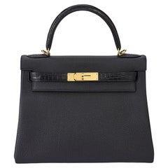 Hermès Kelly 28 Touch Noir/Black Alligator Gold Hardware