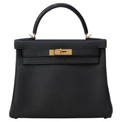 Hermès Kelly 28 Touch Noir/Black Alligator Gold Hardware