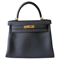Hermès Kelly 28 Touch Noir/Black Alligator Gold Hardware