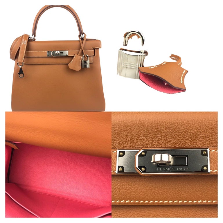 BNIB Authentic Hermès Rose Azalee Evercolor Calfskin Roulis 18CM Handbag