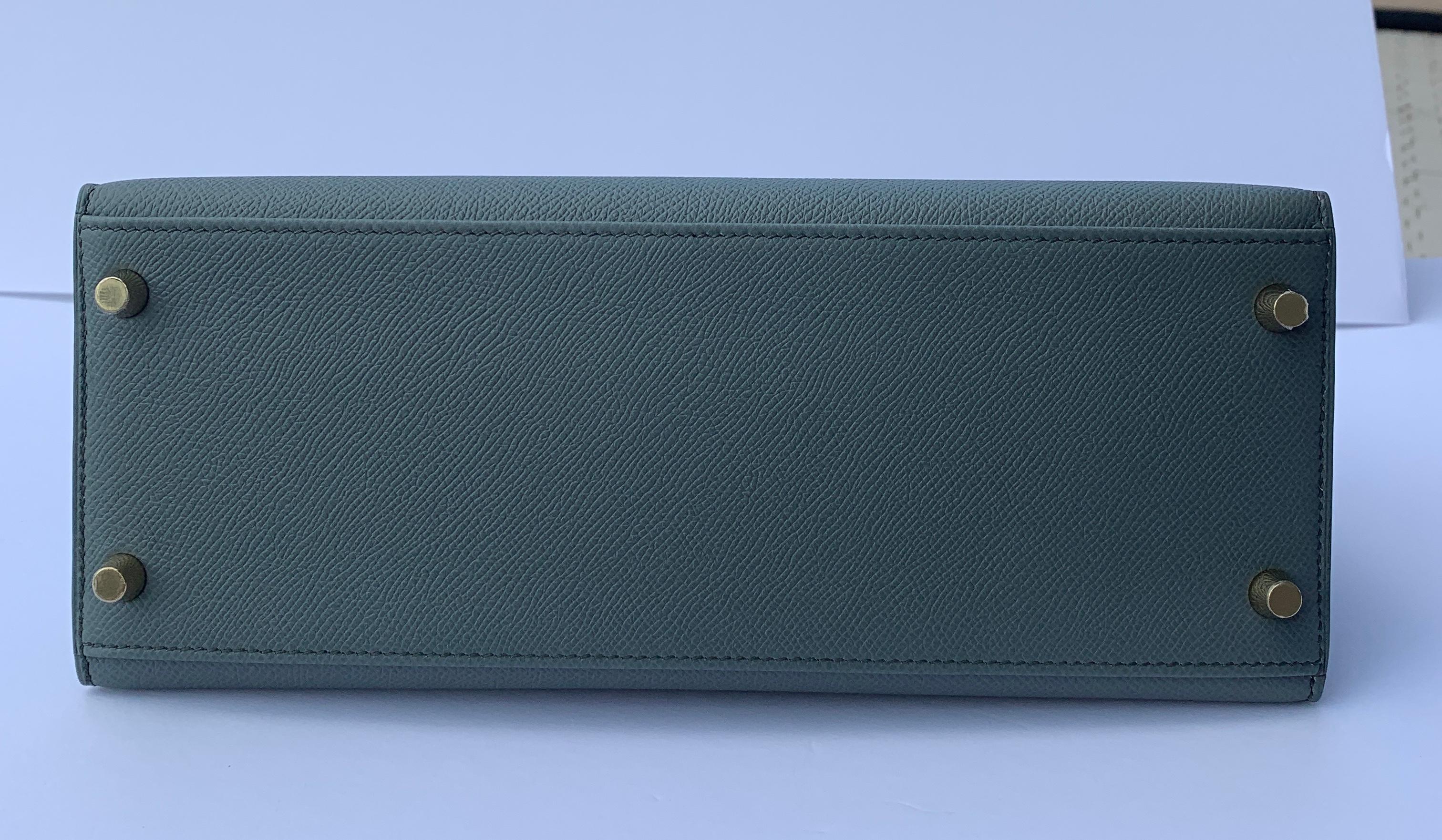 Hermes Kelly 28 Vert Amande Gray Epsom Sellier Bag New Color 2