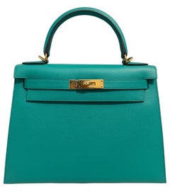 Hermes Kelly 28 vert Verone aqua gold hwd