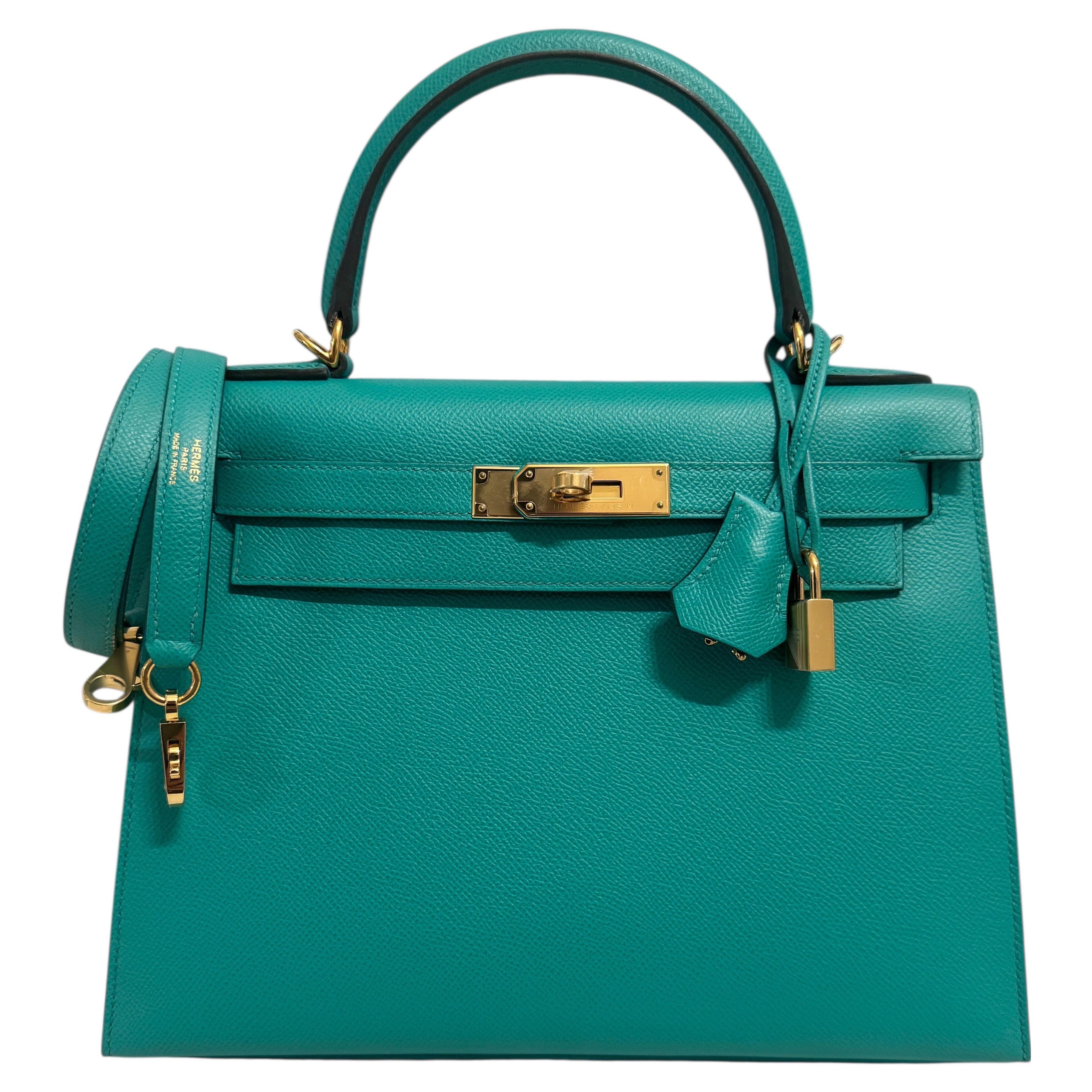 Hermes Kelly 28 vert Verone aqua oro hwd en venta