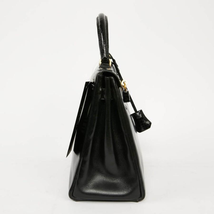 Hermes Kelly 28 Vintage Black In Excellent Condition In Paris, FR