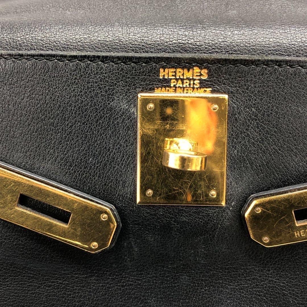 Hermes Kelly 28 Vintage Retourne Black Swift Leather Gold Hardware 1998 For Sale 9