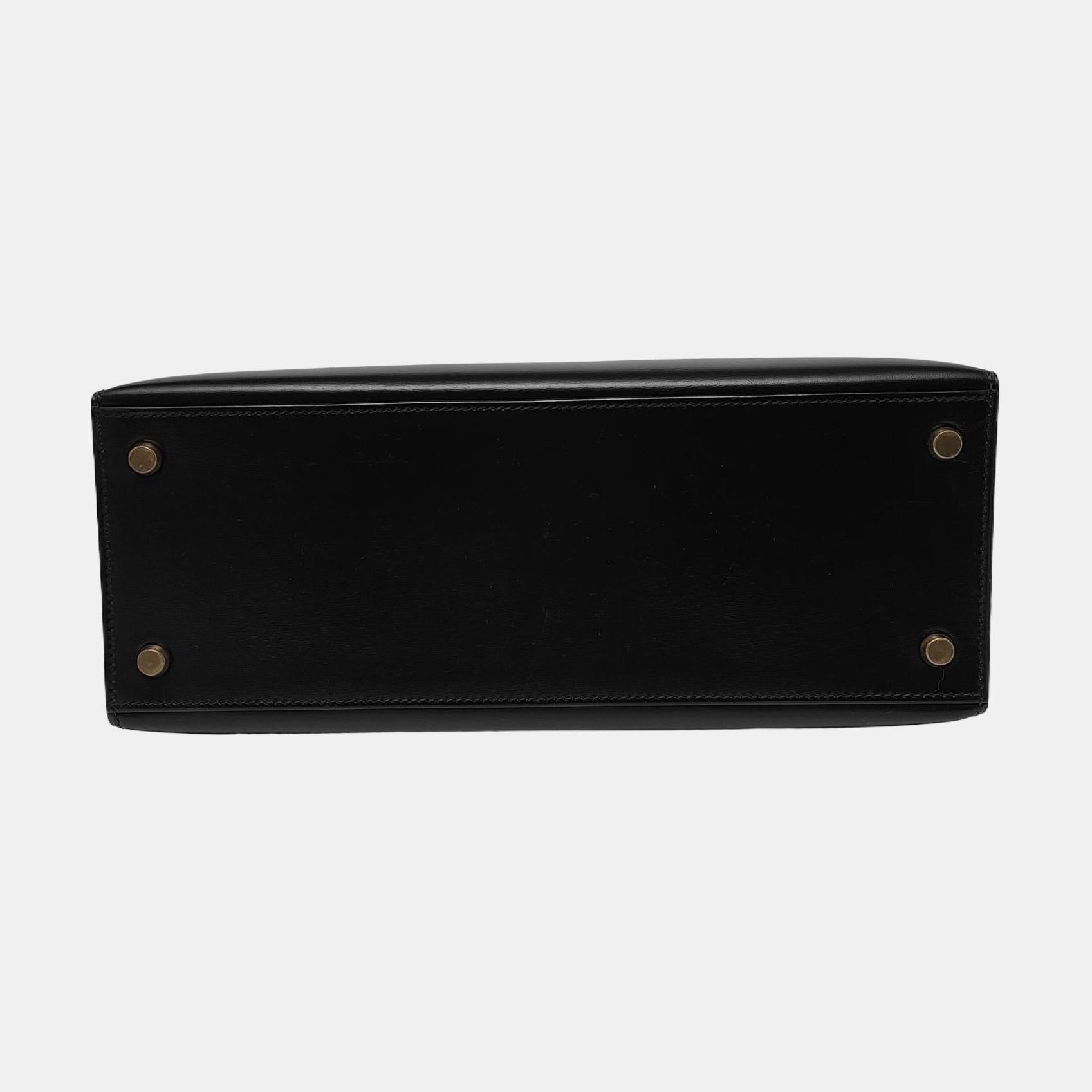 Hermes Kelly 28 Vintage Sellier Schwarz Box Leder Gold Hardware 1982 im Angebot 2