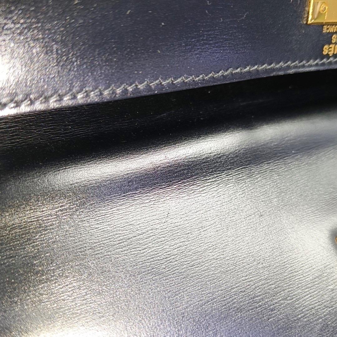 Hermes Kelly 28 Vintage Sellier Schwarz Box Leder Gold Hardware 1982 im Angebot 5