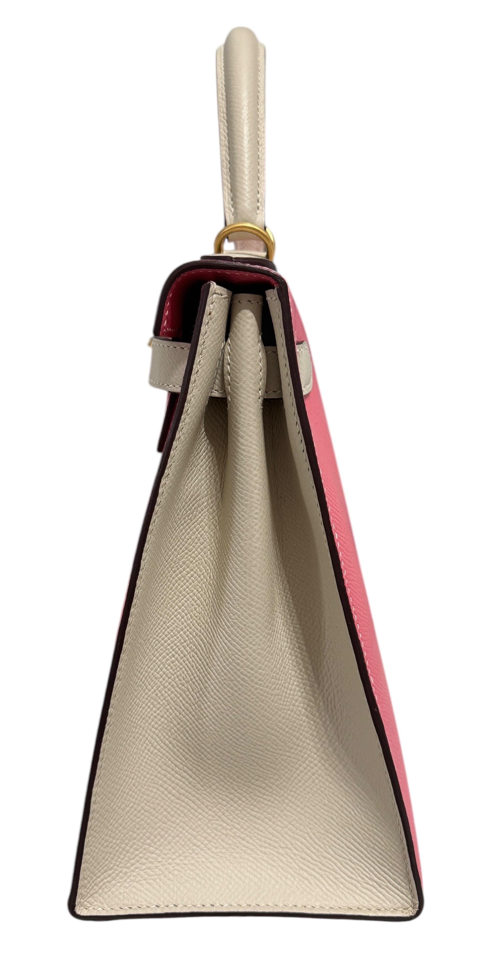 Red Hermes Kelly 28 vip order rose azalea Craie as new For Sale