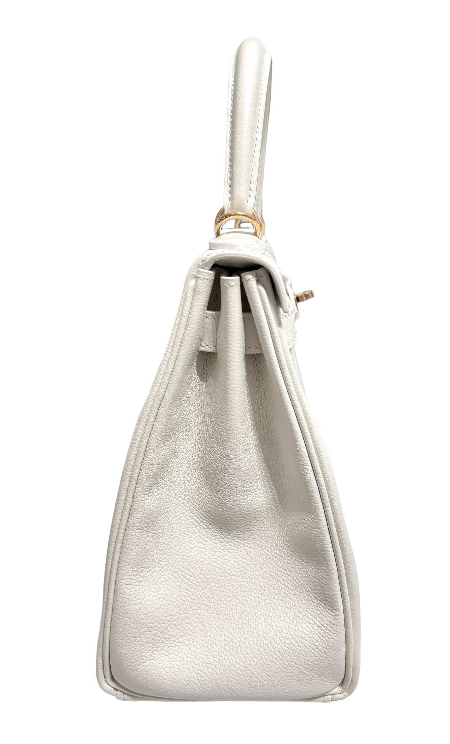 Hermes Kelly 28 White Blanc Leather Gold Hardware 2021 1