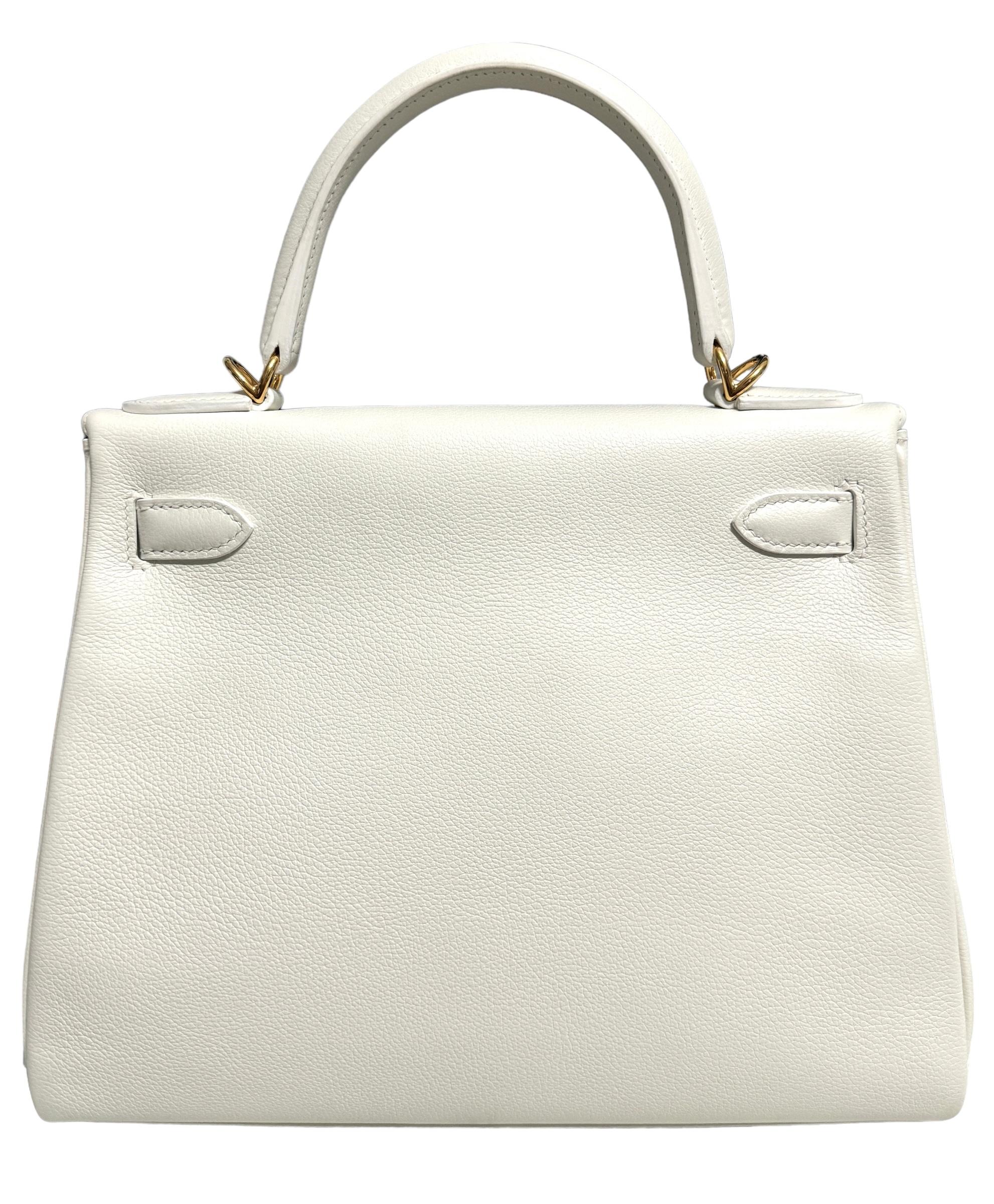 Hermes Kelly 28 White Blanc Leather Gold Hardware 2021 3