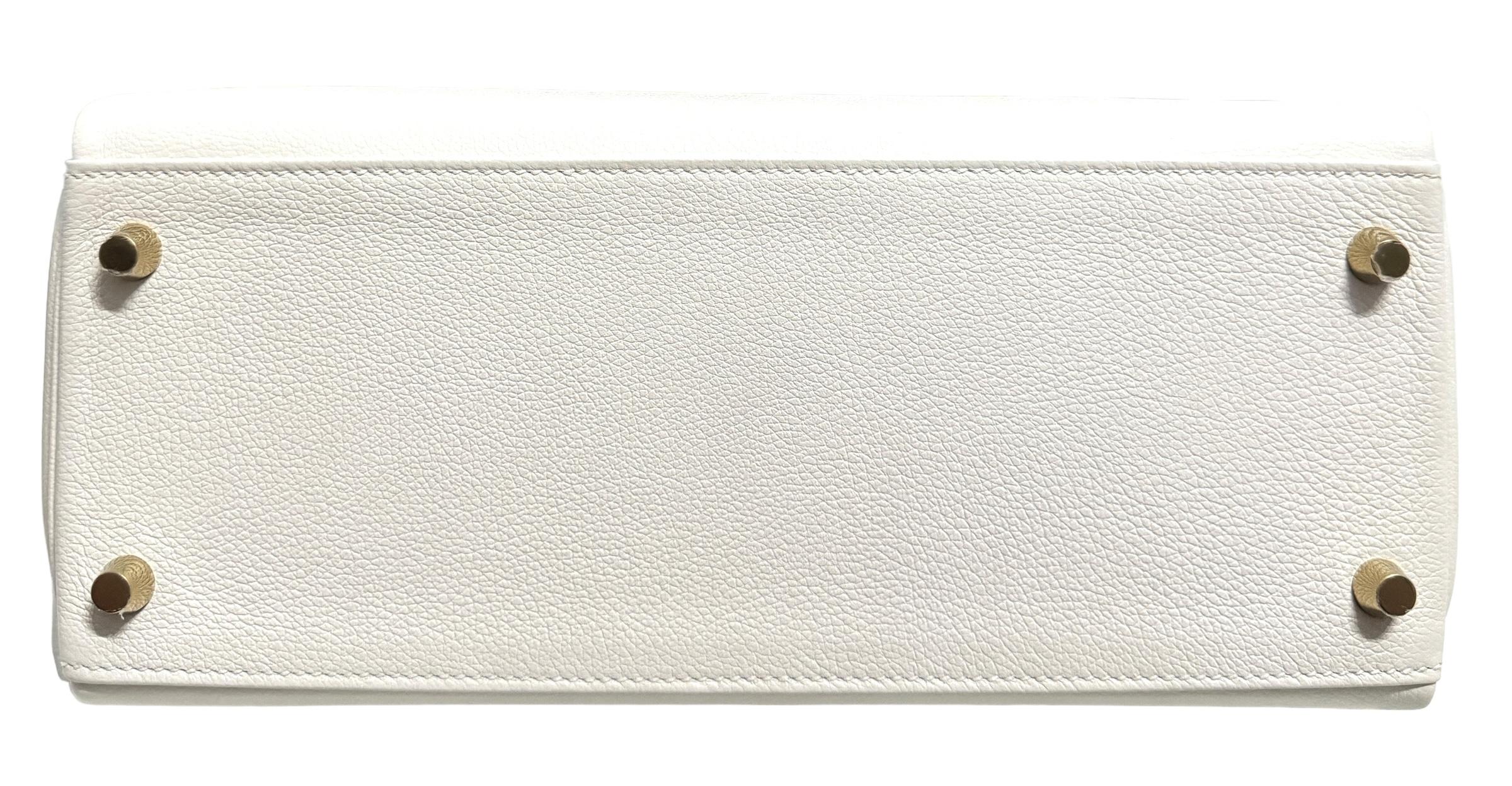 Hermes Kelly 28 White Blanc Leather Gold Hardware 2021 4