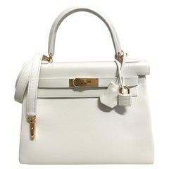 Hermes Kelly 28 Bianco Blanc Pelle Hardware Oro 2021